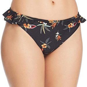 NEW MINKPINK Sunkissed Black Orange Floral Ruffle Swim Bikini Bottoms XS